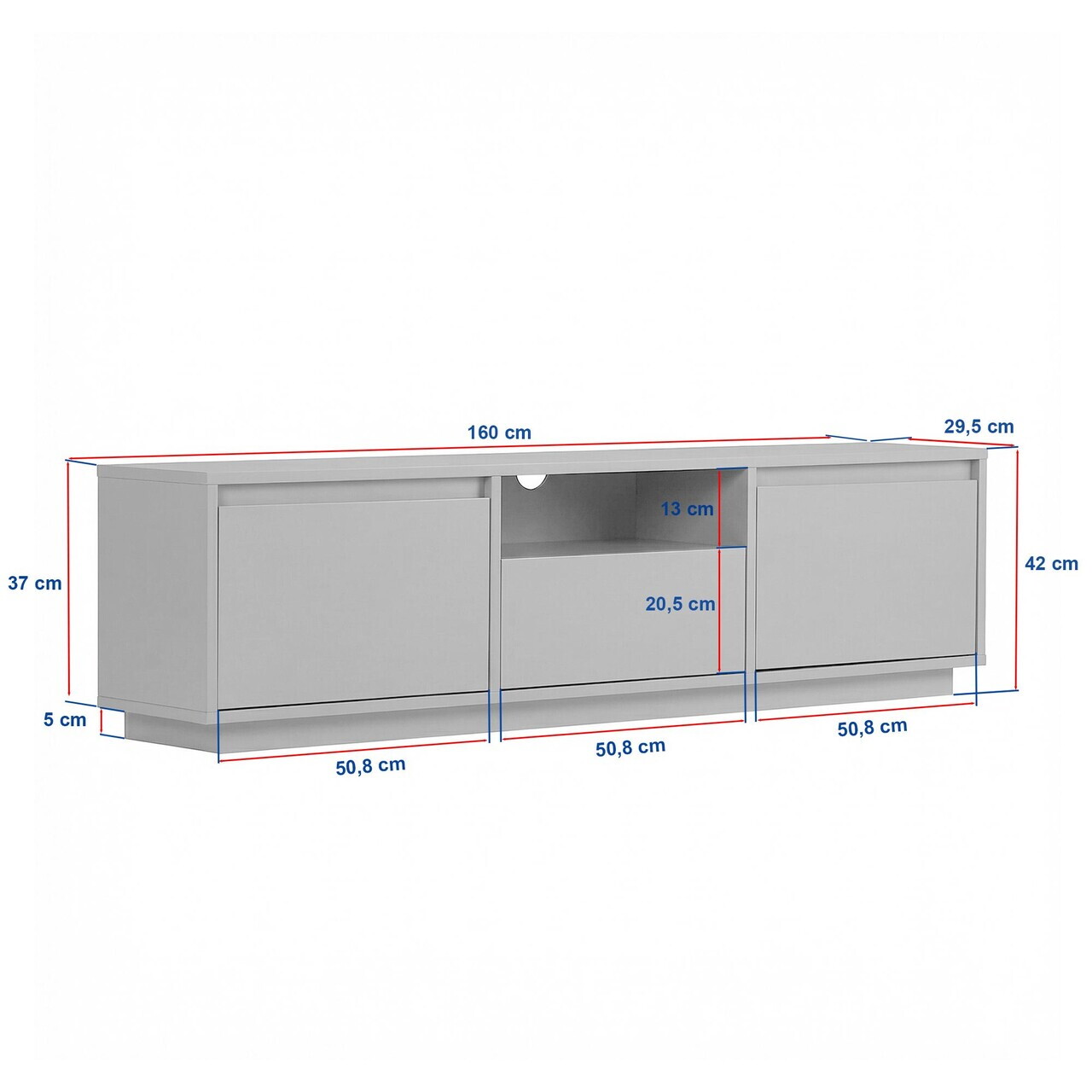 Comoda TV, Hanah Home, Sentinel, 160x42x30 cm, PAL, Travertin — imaginea 8