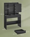 Masa de toaleta cu  oglinda cu LED-uri ajustabile/ masuta dressing, Vasagle, 90x40x144.7  cm, PAL/MDF, negru