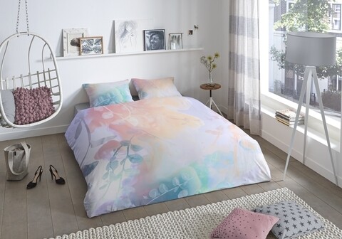 Lenjerie de pat pentru doua persoane, Good Morning Moira, 100% bumbac, 3 piese, multicolora