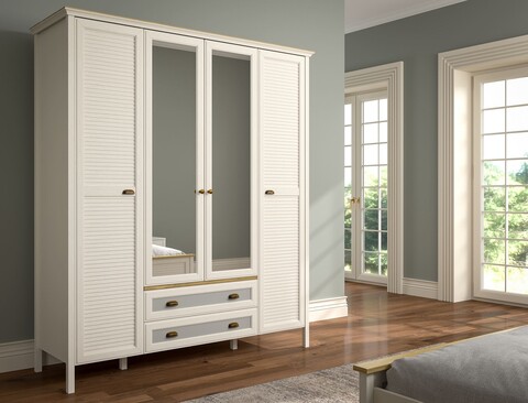 Dulap pentru haine, Hanah Home, FRN-21004, 186.3x215.9x61.1 cm, PAL, Crem / Stejar / Gri