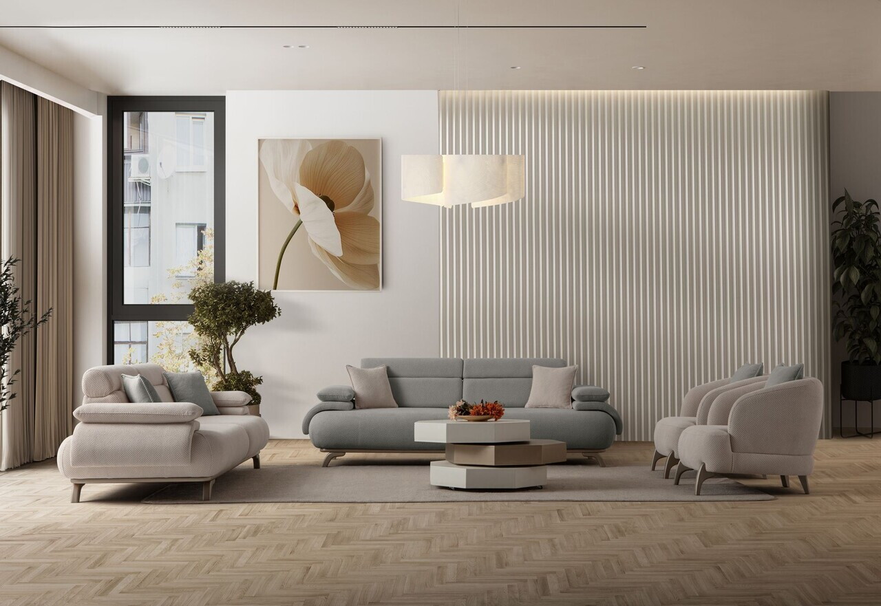 Canapea 3 locuri, Atelier del Sofa, 752EST1137, Lemn de carpen/PAL melaminat, Gri - view 4
