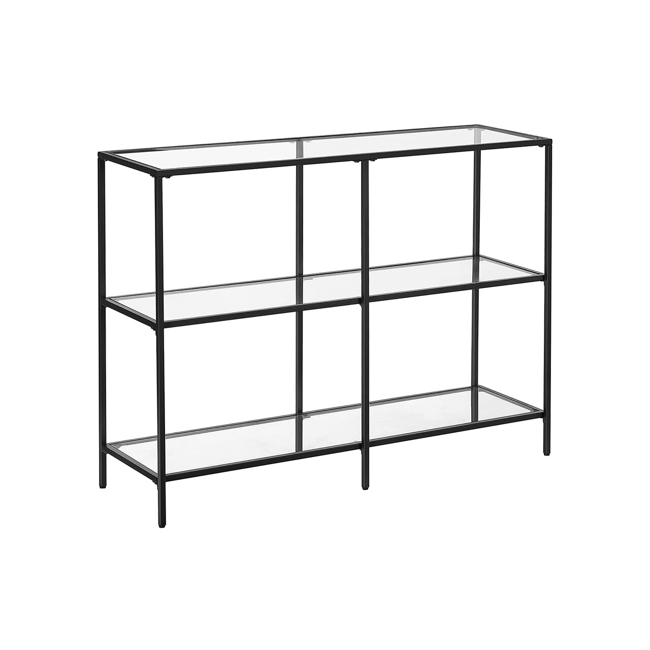 Consola, Vasagle, 100x30x73 cm, sticla temperata/otel, negru - 2 | YEO