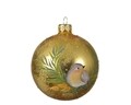 Glob Bird and wreath, Decoris, Ø8 cm, sticla, auriu/verde