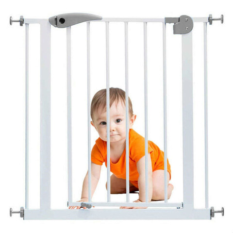 Poarta de siguranta pentru copii, Baby Safety Door, 76x80x2 cm, Metal, Alb mezoni.ro