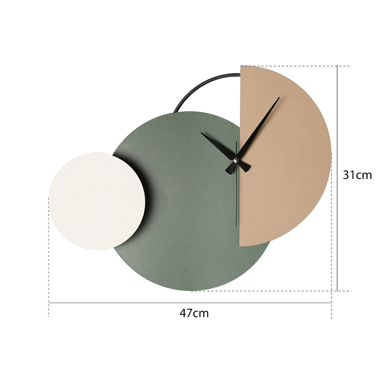 Ceas de perete, Mateen, Metal, Diametru: 47 cm, Verde / Maro / Crem — imaginea 4