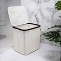 Cos de rufe Davey, Homla, 40.5x33x42 cm, poliester/in/bambus, alb/negru