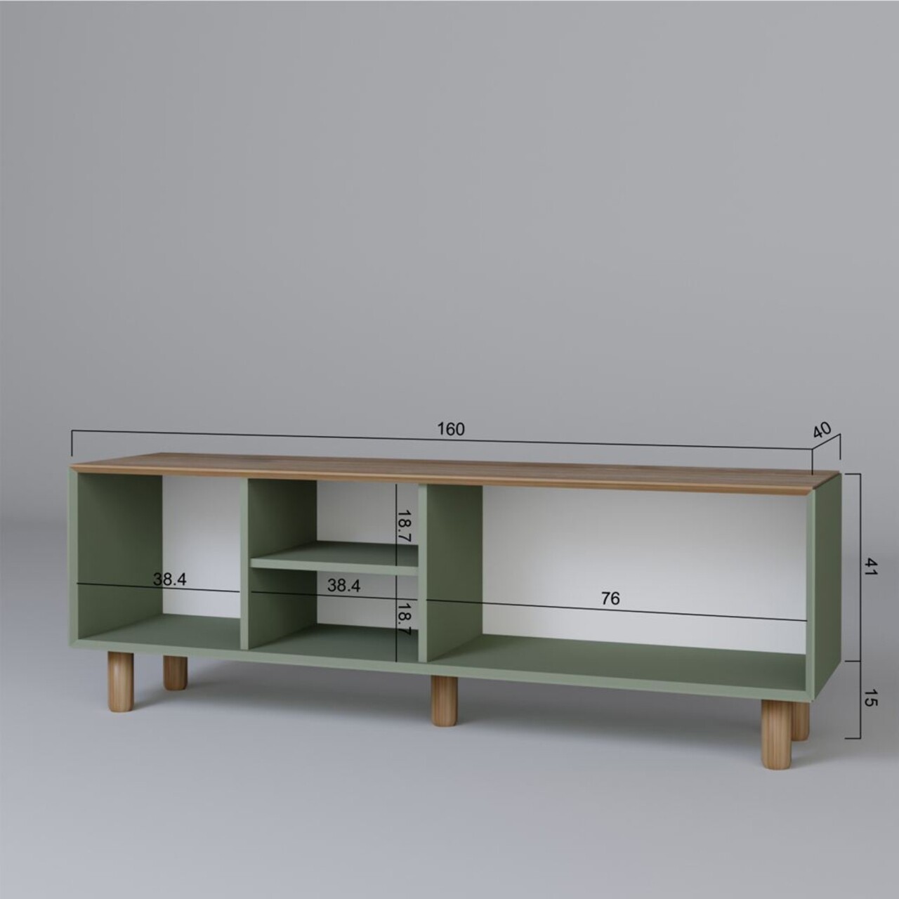 Comoda TV, Hanah Home, Bohemian 1600-84, 160x56x40 cm, Verde - imagine 8