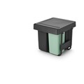 Cos de gunoi incorporat, Brabantia, Sort&Go, 2x10 L+20 L, 48.1x40.4x39.6 cm, polipropilena, gri inchis/verde jad