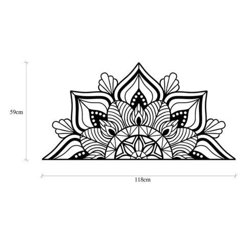 Decoratiune de perete, Mandala-S-1, Metal, Dimensiune: 118 x 1,5 x 59 cm, Negru
