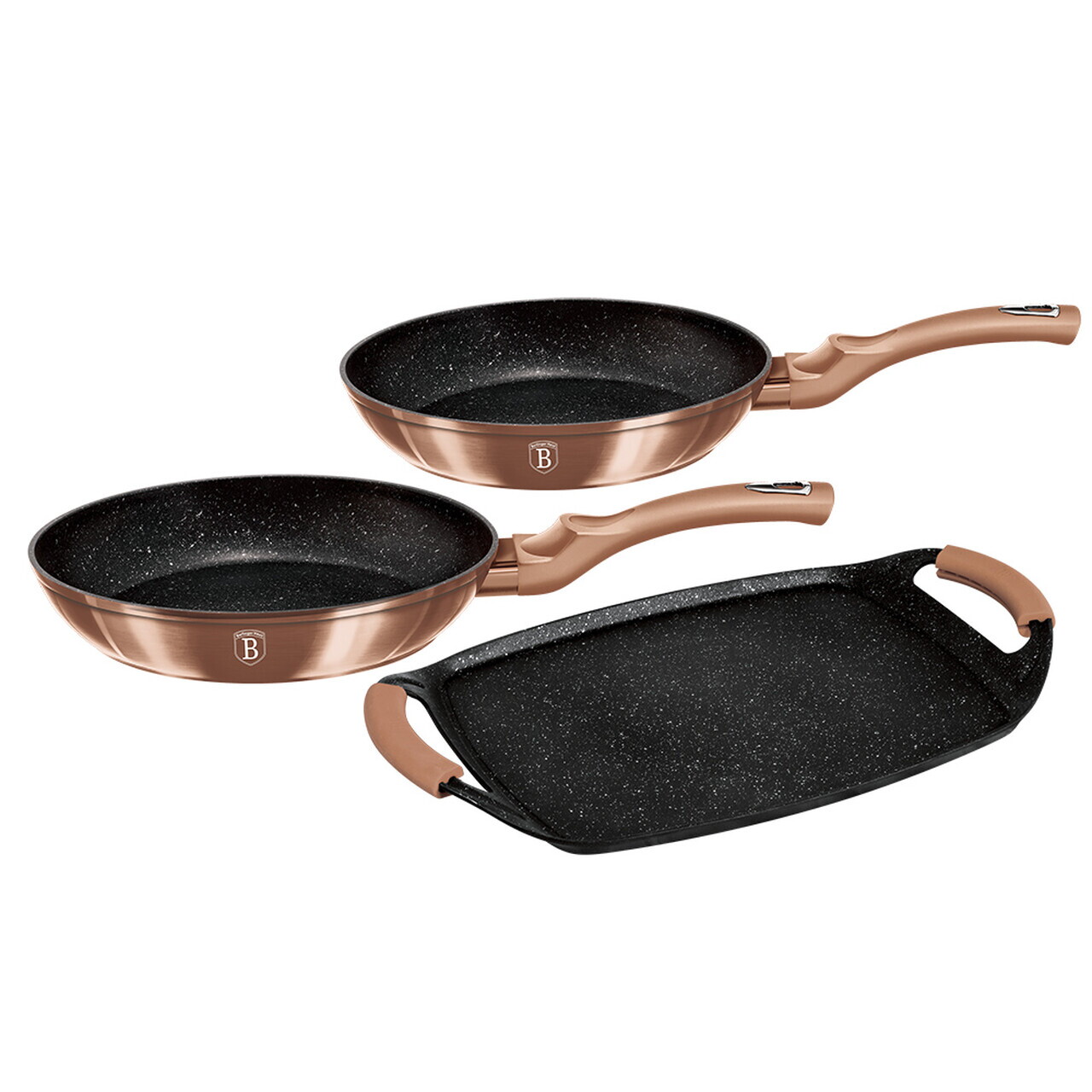 Set 2 tigai si tava Berlinger Haus, Rose Gold, 22 cm / 26 cm / 36x23 cm, aluminiu forjat, roz - view 5