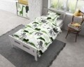 Lenjerie de pat pentru o persoana, Small Dino Green, Royal Textile, 2 piese, 140 x 200 cm, 100% bumbac flanel, alb/verde