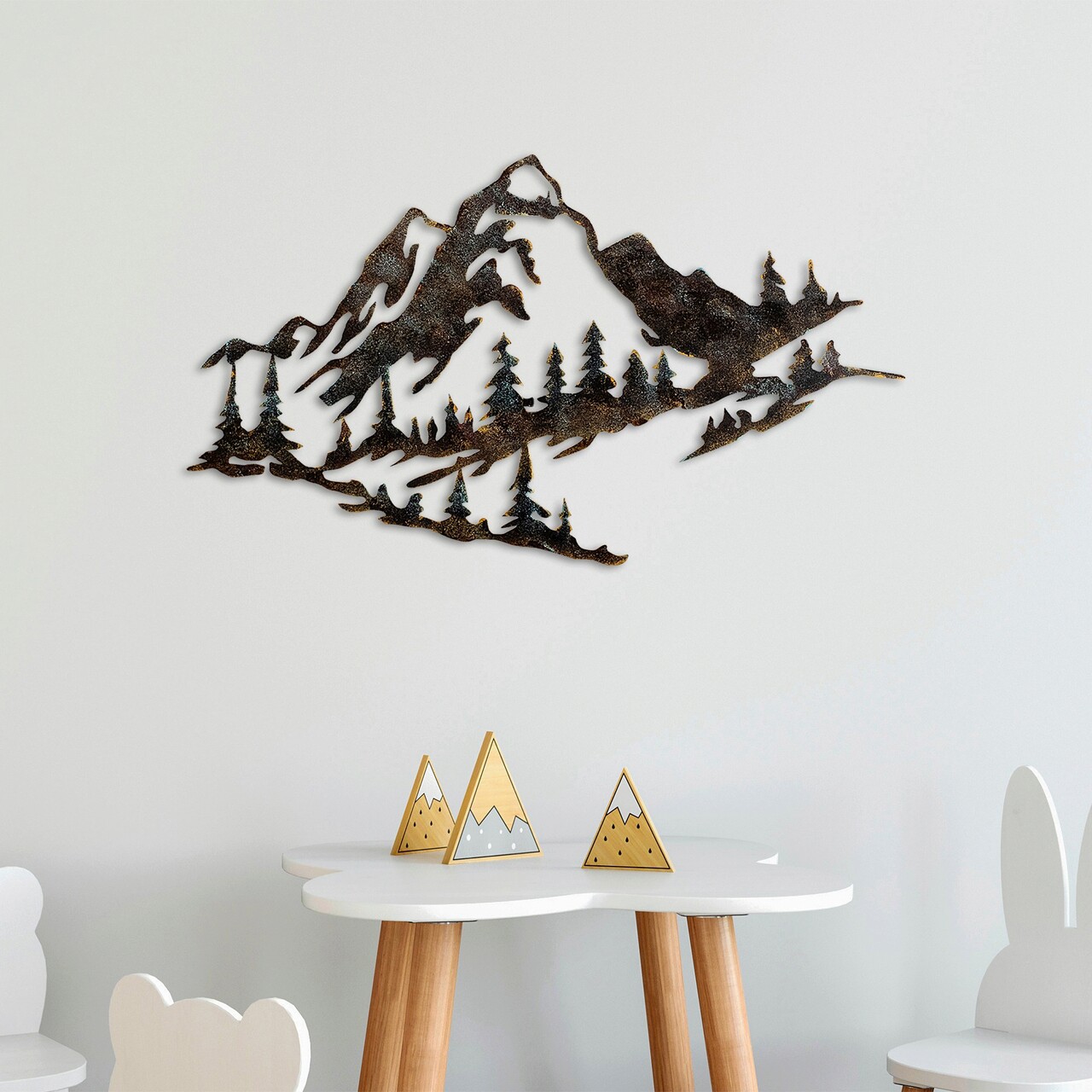 Decoratiune de perete, Mountain, Metal, 70 x 40 cm, Multicolor - 1 | YEO
