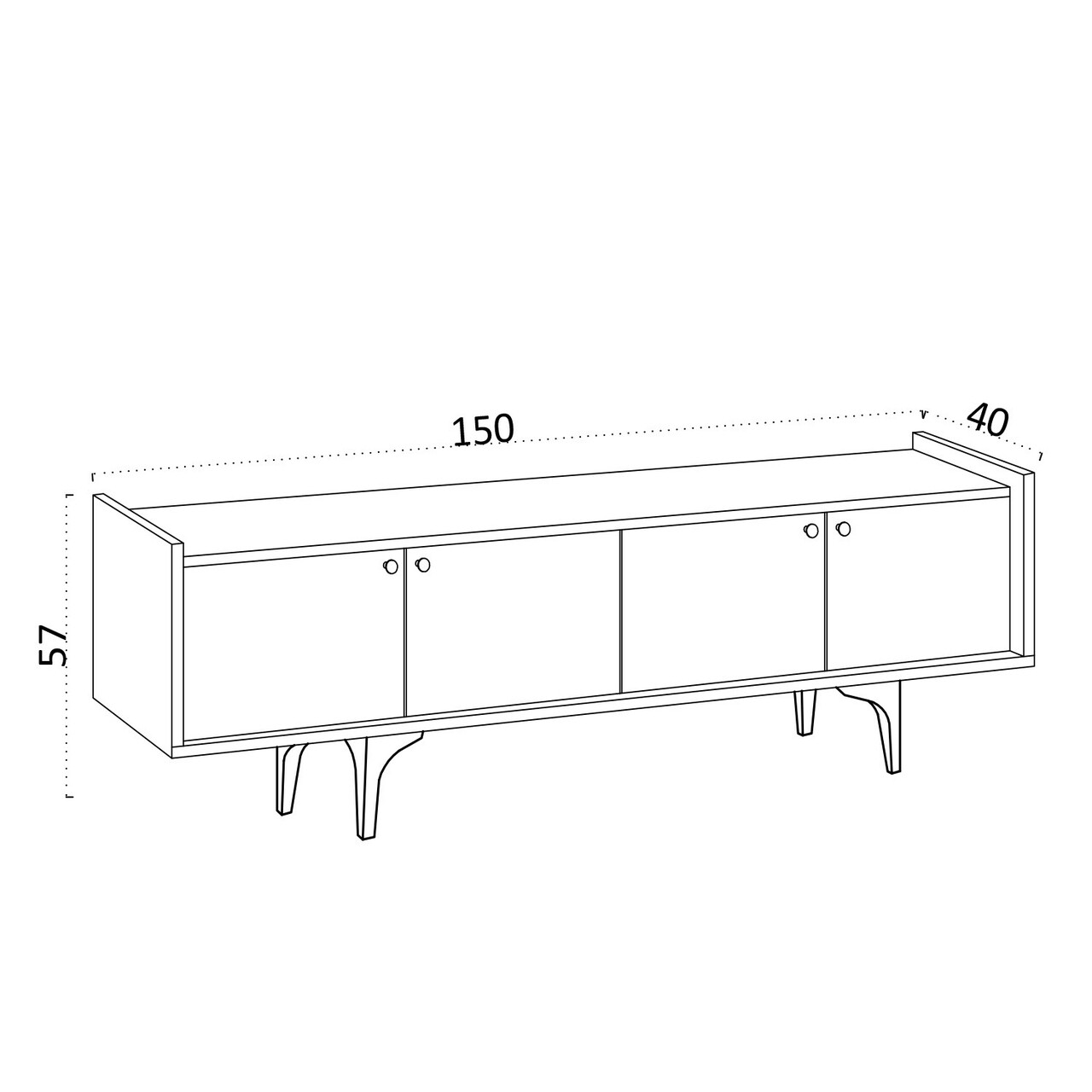 Comoda TV, Emerald, Chow, 150x57x40 cm, Maro