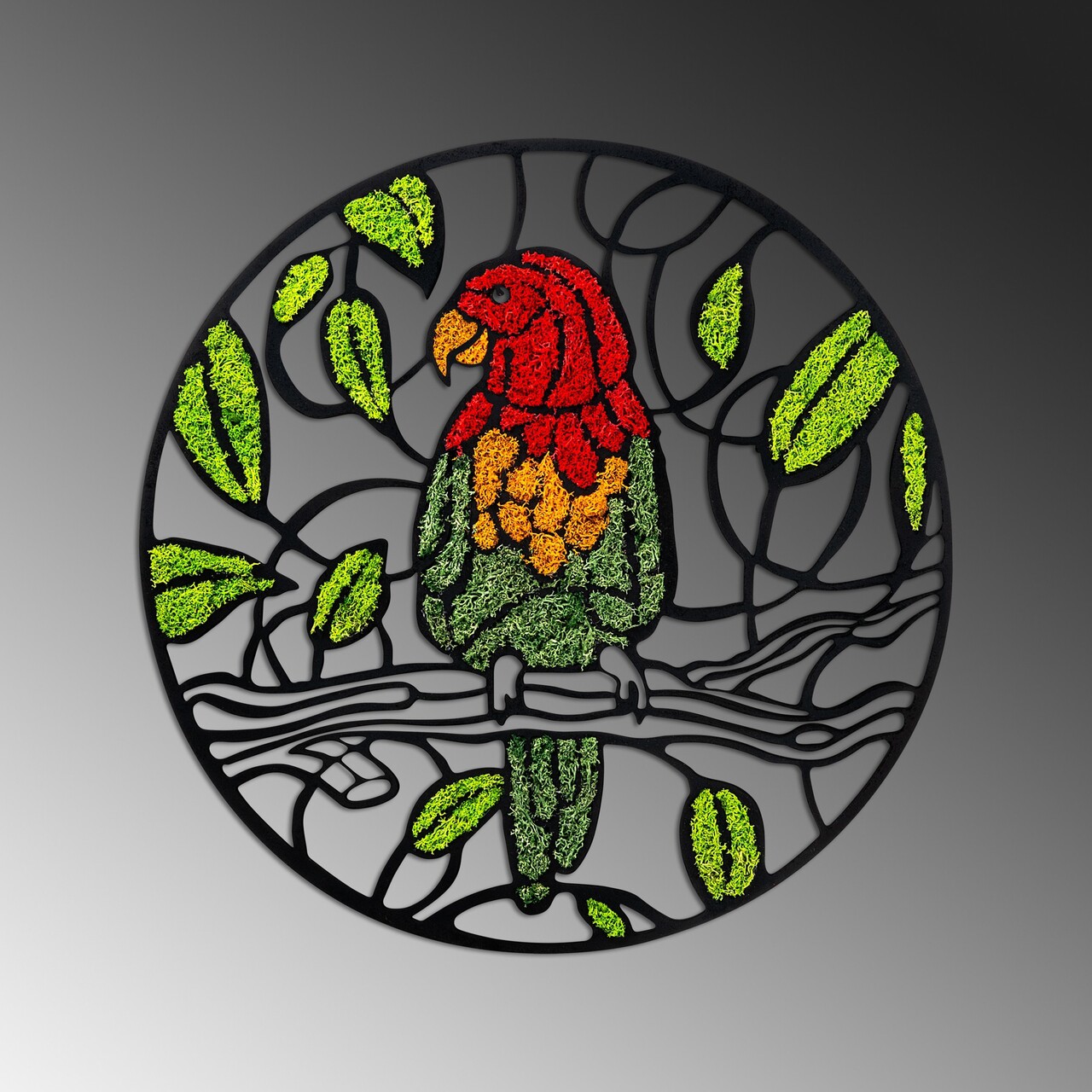 Decoratiune de perete, Moss, Dimensiune: 46 x 46 cm, Verde deschis / Verde închis / Portocaliu / Roșu - view 5