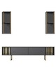 Comoda TV, Bexley, Gold Line, 180x30x48 cm, PAL, Antracit / Negru