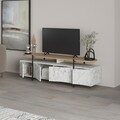 Comoda TV, Decortie, Hanley Carrara, 160 x 48 x 35.6 cm, pal melaminat, multicolor