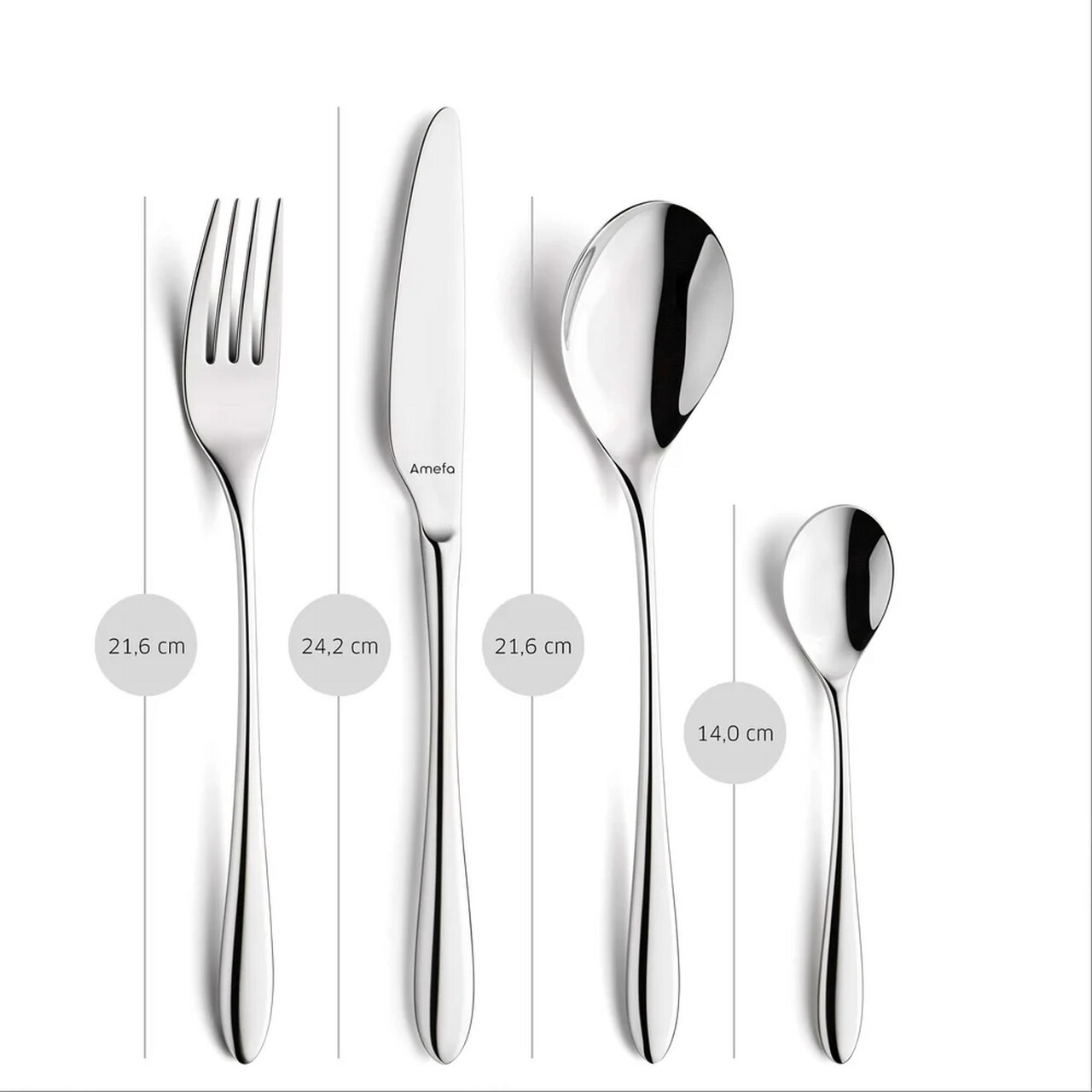 Set tacamuri 24 piese Amefa, Cuba, inox 18/10, argintiu — imaginea 14