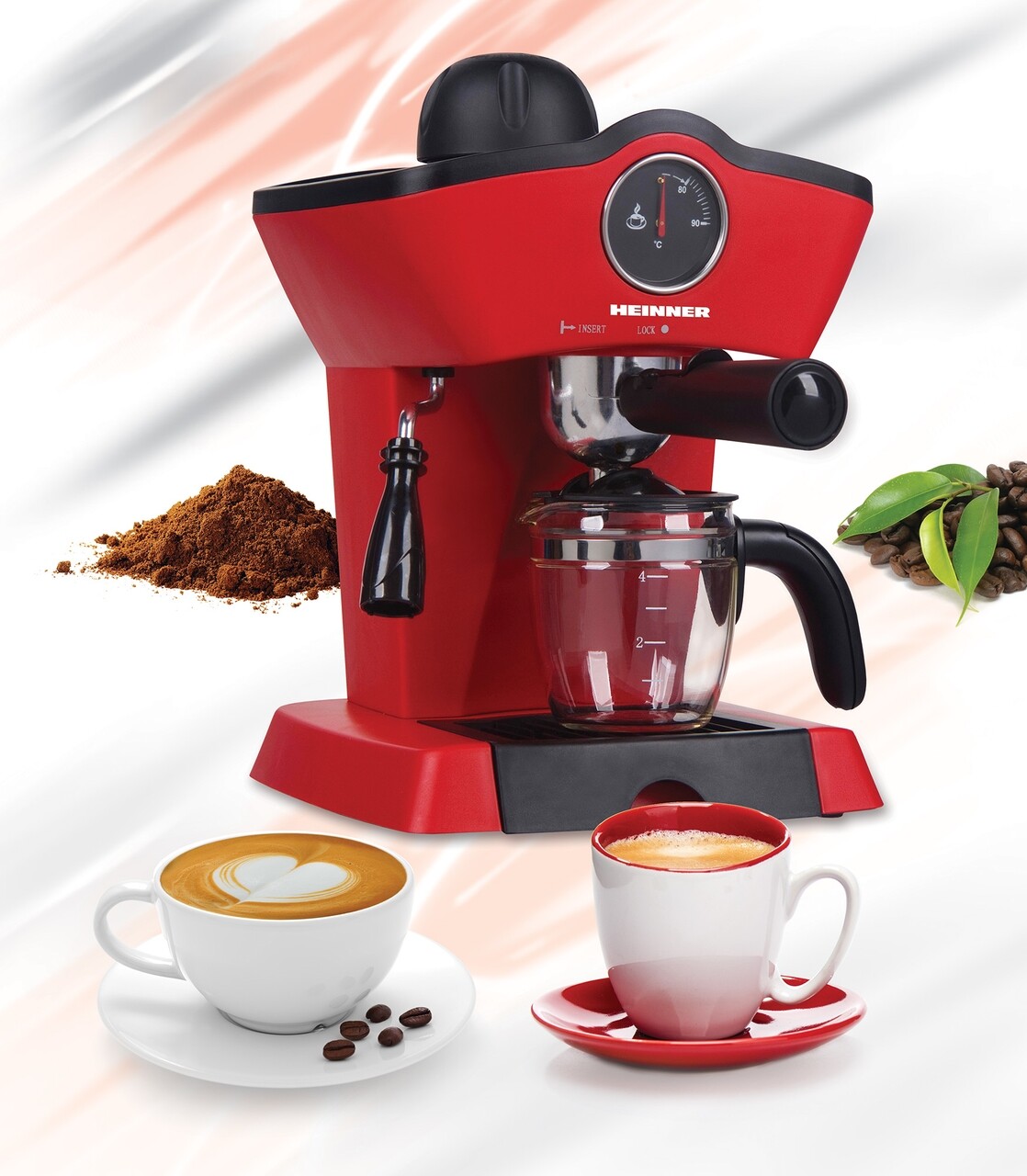 Espressor Charm, Heinner, 800 W, 250 Ml, Rosu