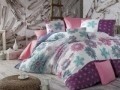 Lenjerie de pat pentru o persoana, 3 piese, amestec bumbac, Nazenin Home, Mery Pink, multicolora