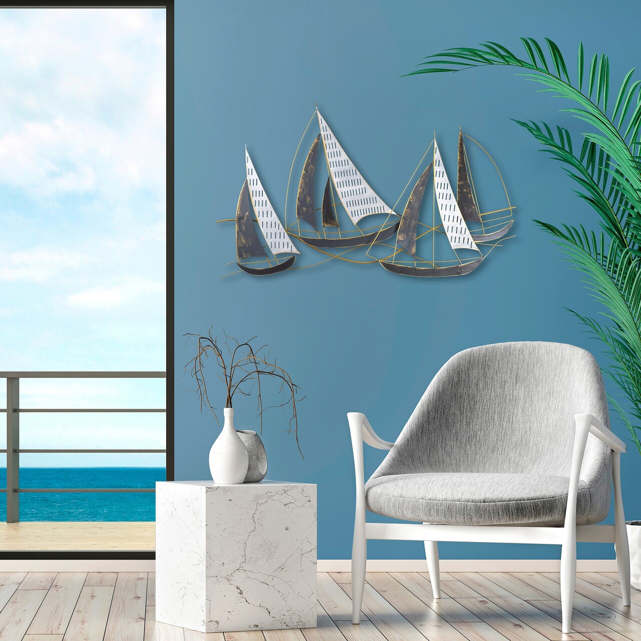 Decoratiune de perete, Barbaros, Metal, Dimensiune: 125 x 74 x 8 cm, Multicolor - 1 | YEO
