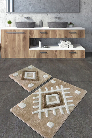 Set covoraș de baie (2 bucăți), chilai home, punica, fibre acrilice, gri