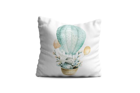 Perna decorativa rabbit in a balloon, oyo kids, 43x43 cm, poliester, multicolor