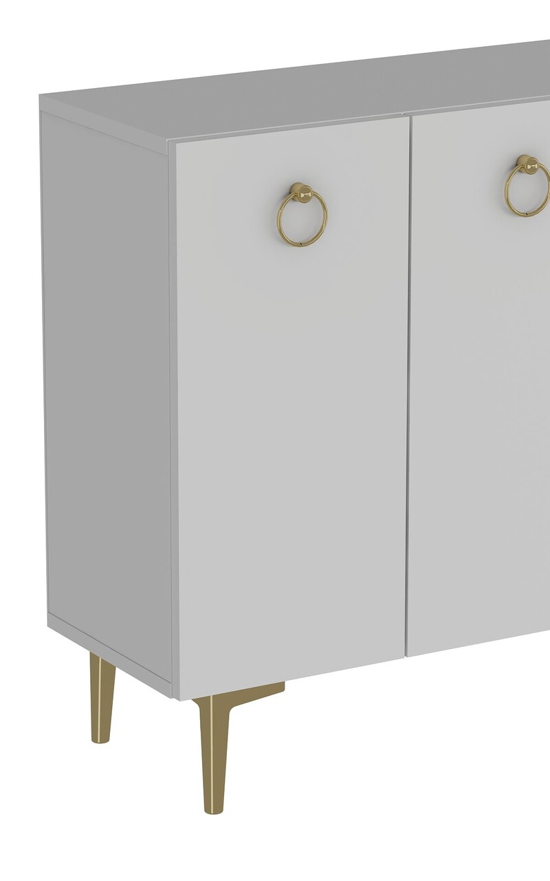 Consola, Hanah Home, Efes, 120x80x29.6 cm, PAL , Alb/Auriu - view 5