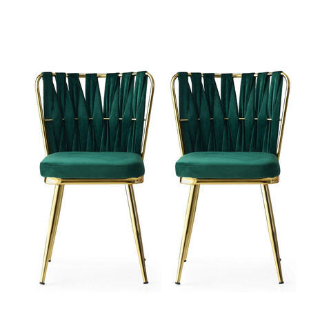 Set scaune (2 bucăți), Nmobb , Kuşaklı, Metal, Aur/Verde Aur/Verde