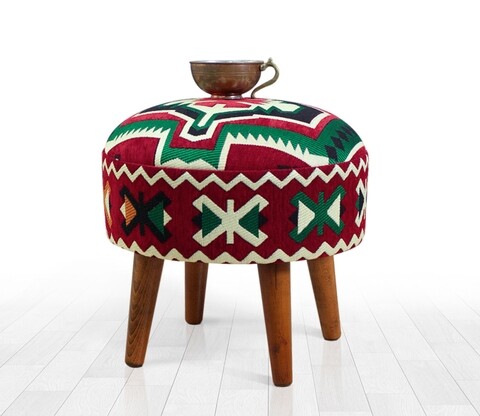 Taburet urartu, lorence home, 46x42 cm, lemn/policoton, multicolor