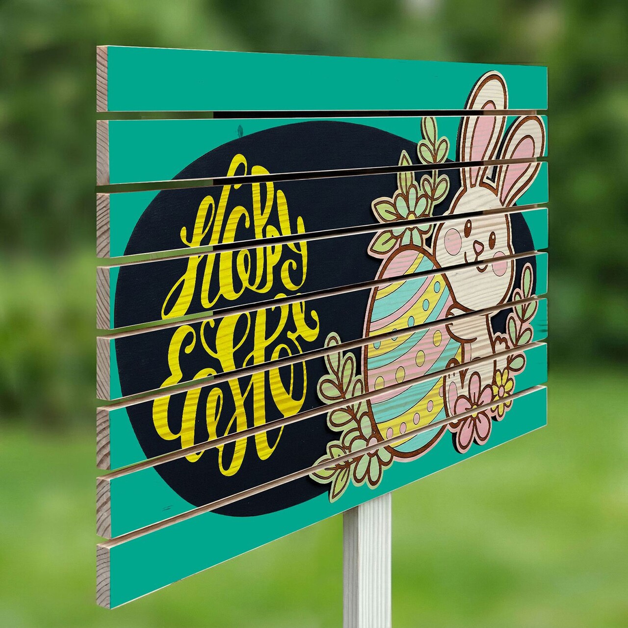 Semn de curte, Baby Bunny Easter, 58x38 cm, Multicolor - imagine 2