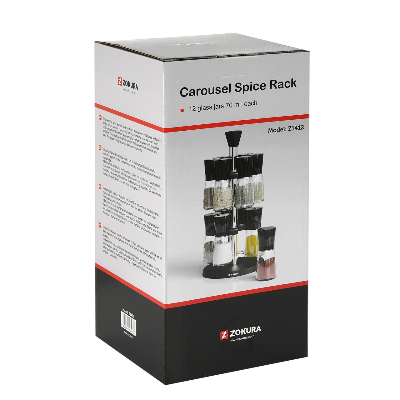 Set 12 recipiente condimente, cu suport, 70ml - Zokura - imagine 4