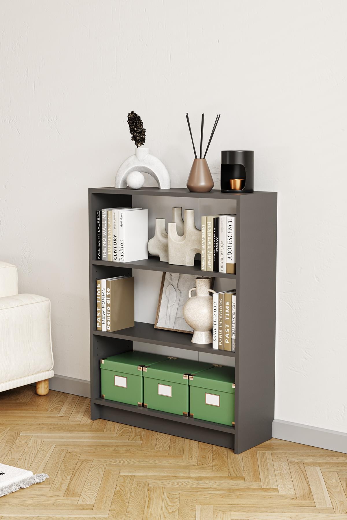Corp biblioteca, Hanah Home, Bili3 80, 80x105x28 cm, Antracit