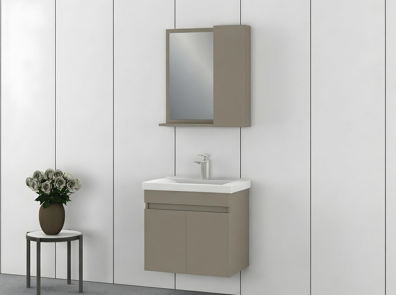 Set mobilier de baie (2 piese), Hanah Home, Amore 65, Latte - view 2