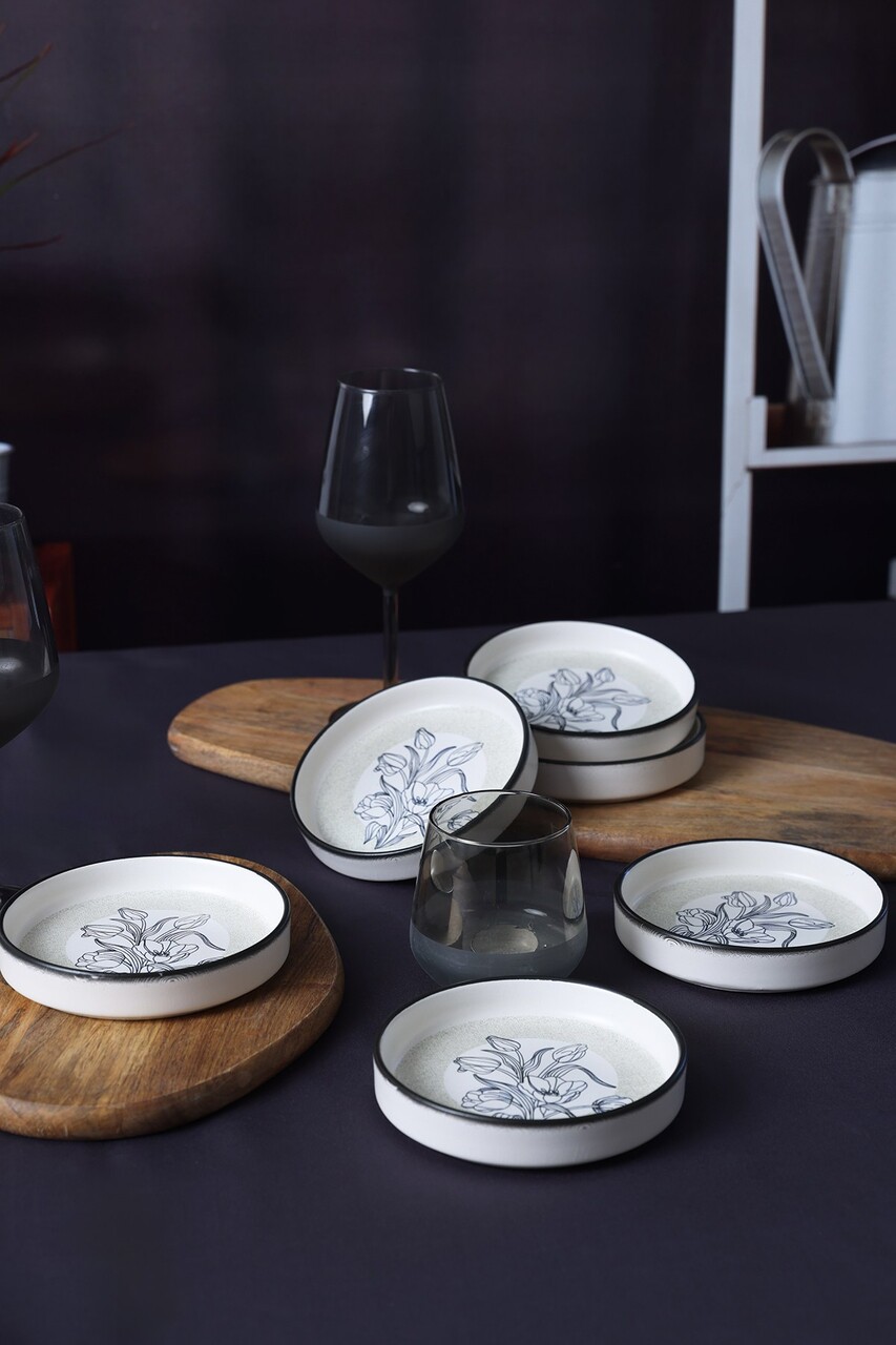 Set boluri ceramice (6 bucăți), L'essentiel Maison, 275KRM2361, Antibacterian, Alb/Negru — imaginea 3
