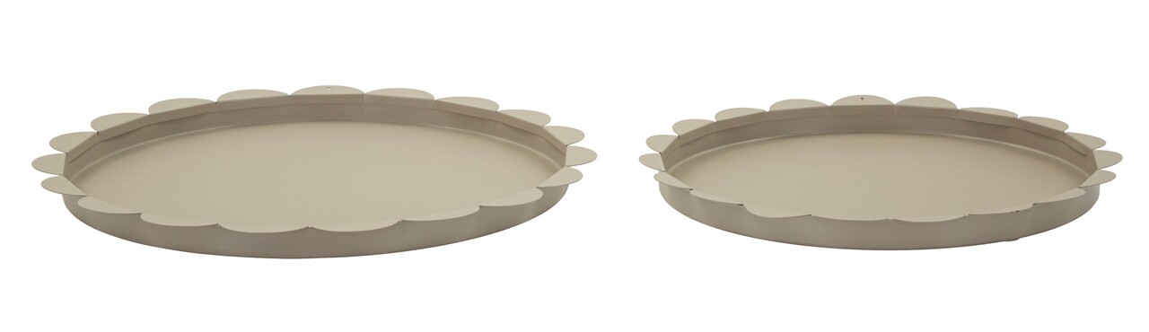 Set 2 tavi decorative, Mauro Ferretti, Saturn, 33x33x2 cm, metal, gri dove - imagine 5
