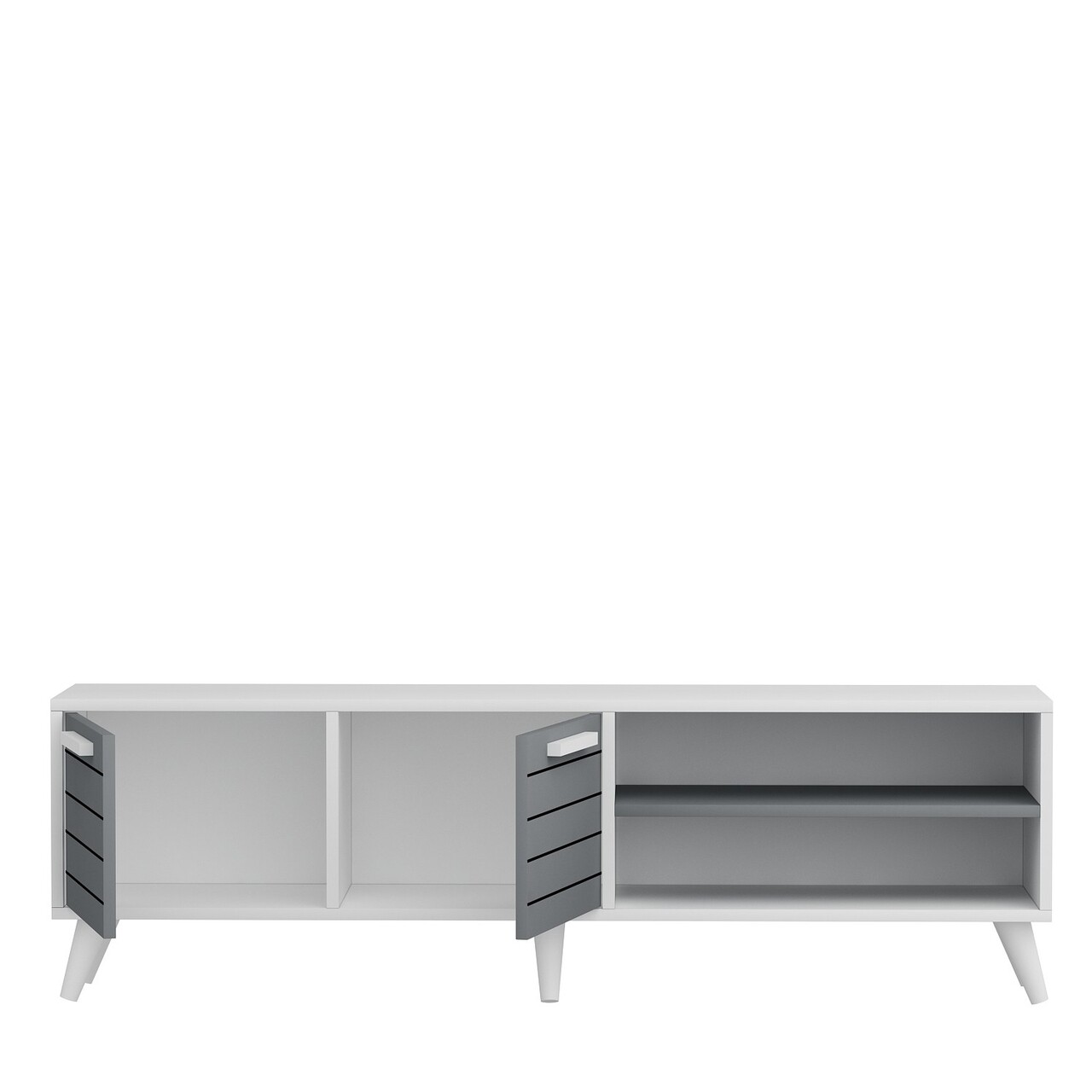 Comoda TV, Odessa, Noyan, 150x30x48 cm, PAL, Alb / Antracit - 2 | YEO