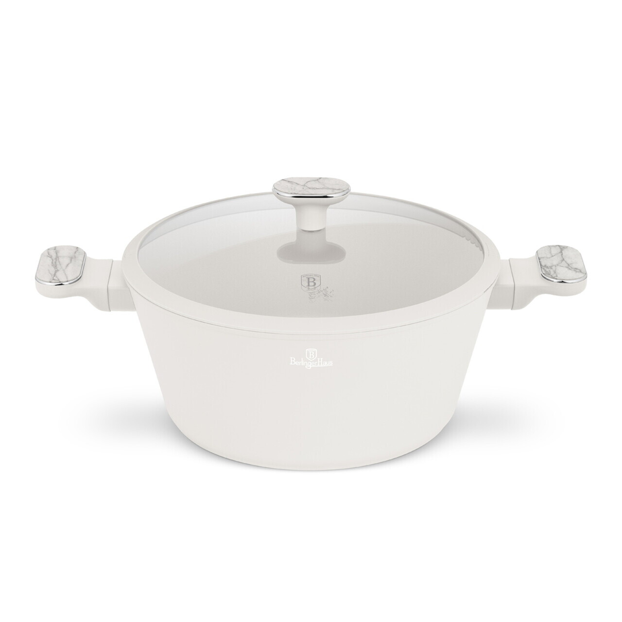 Oala cu capac Berlinger Haus, Sahara Marble, 28 cm, 6.3 L, aluminiu forjat, crem mat/marmura - imagine 9