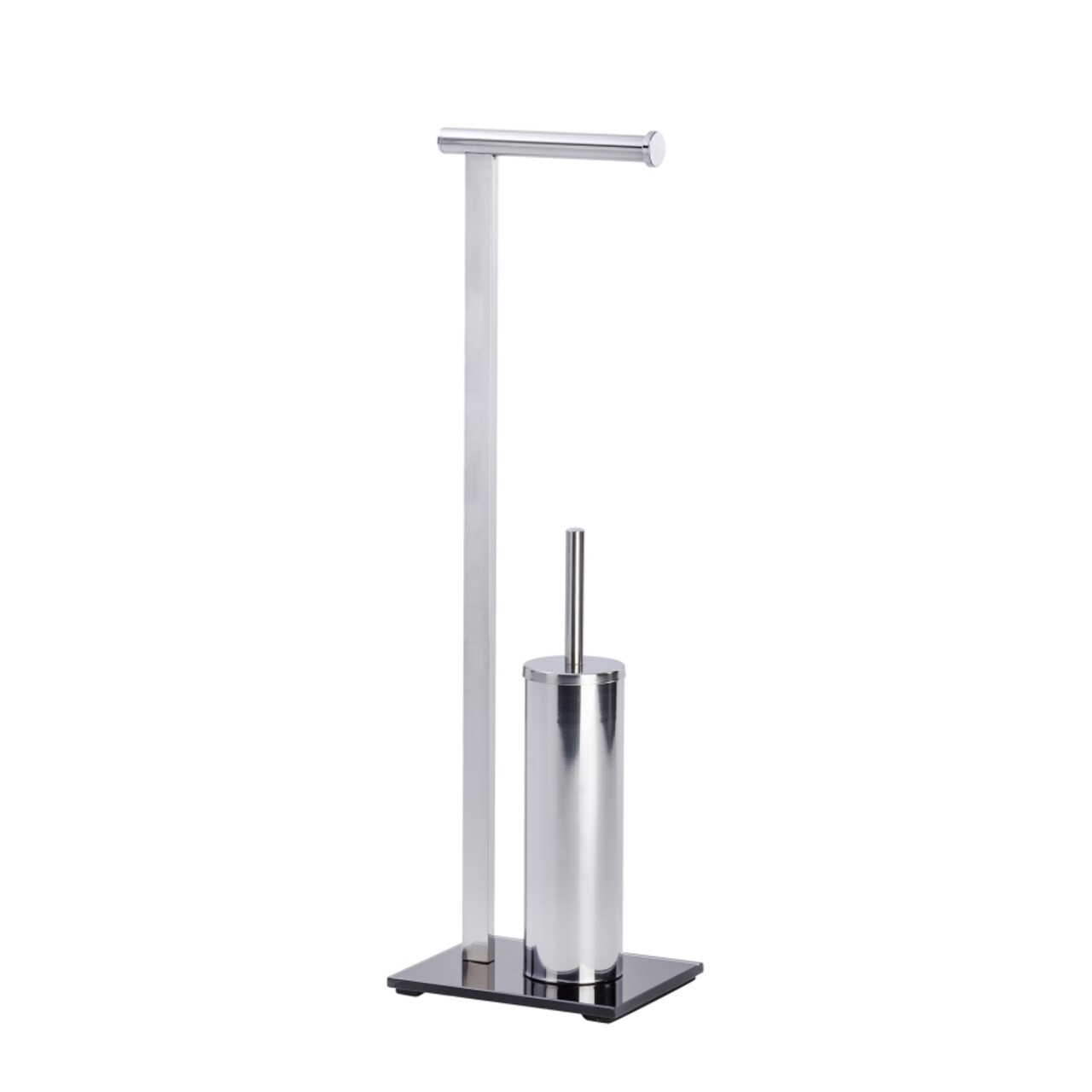 Suport hartie igienica si perie de toaleta Lava, Wenko,  21 x 17 x 71 cm, inox, argintiu - 1 | YEO