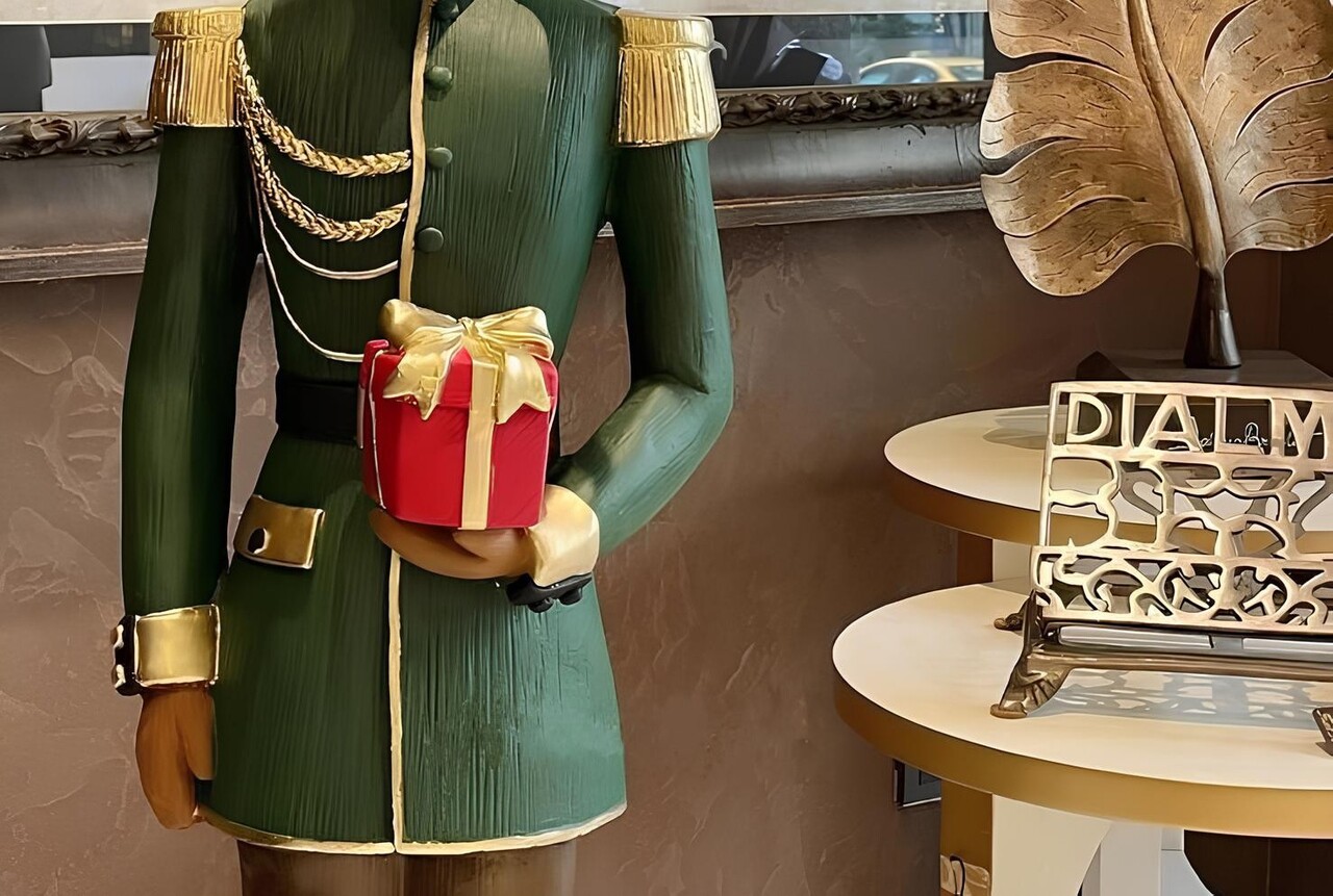 Decoratiune, CY0702, 32x32x135 cm, Poliester, Verde / Negru / Alb