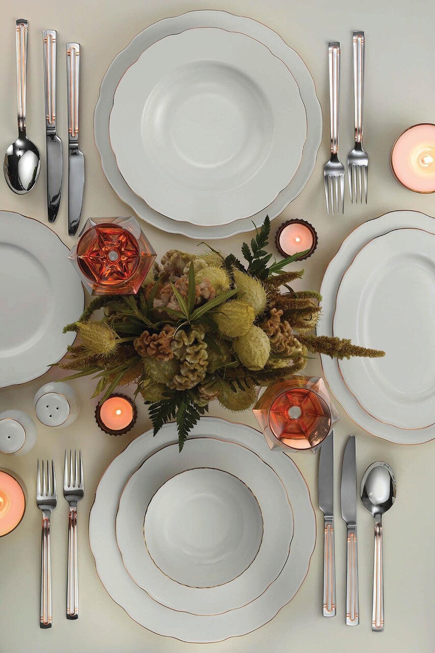 Serviciu de masa 53 piese INBNOLY53YT120, Kutahya Porselen, portelan, alb/auriu - 1 | YEO