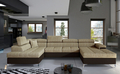 Coltar extensibil stanga 5 locuri ELTAP, Edr-03, Eduardo, 337x205x88 cm, lemn/poliester, bej/maro inchis