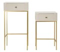 Set 2 masute inalte Wedding, Mauro Ferretti, 45x90 cm, lemn de pin/MDF/metal, crem/auriu