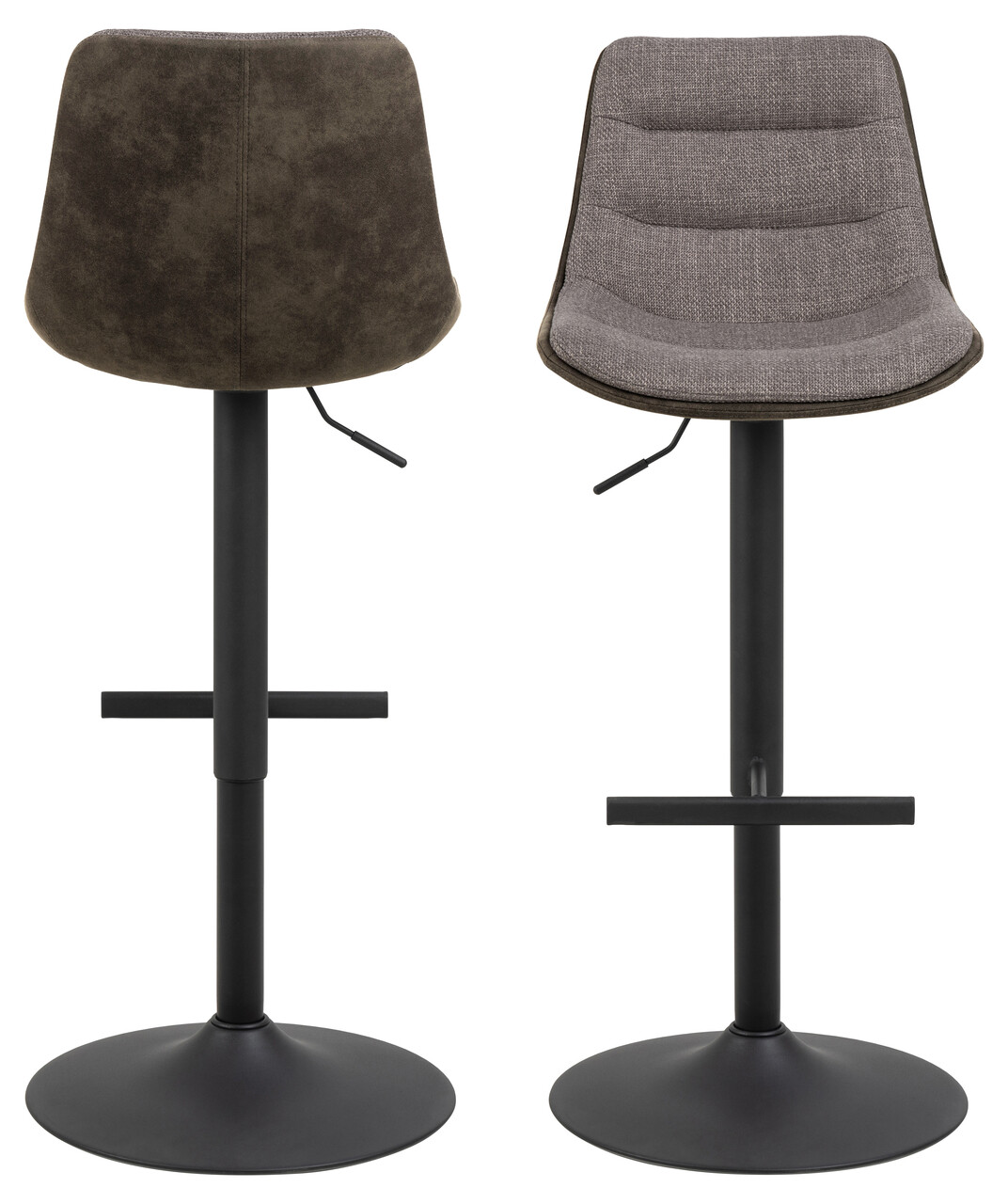 Scaun de bar Adisa, Actona, 47x52.5x95 cm, rotativ, tesatura structurata/otel, gri maro deschis