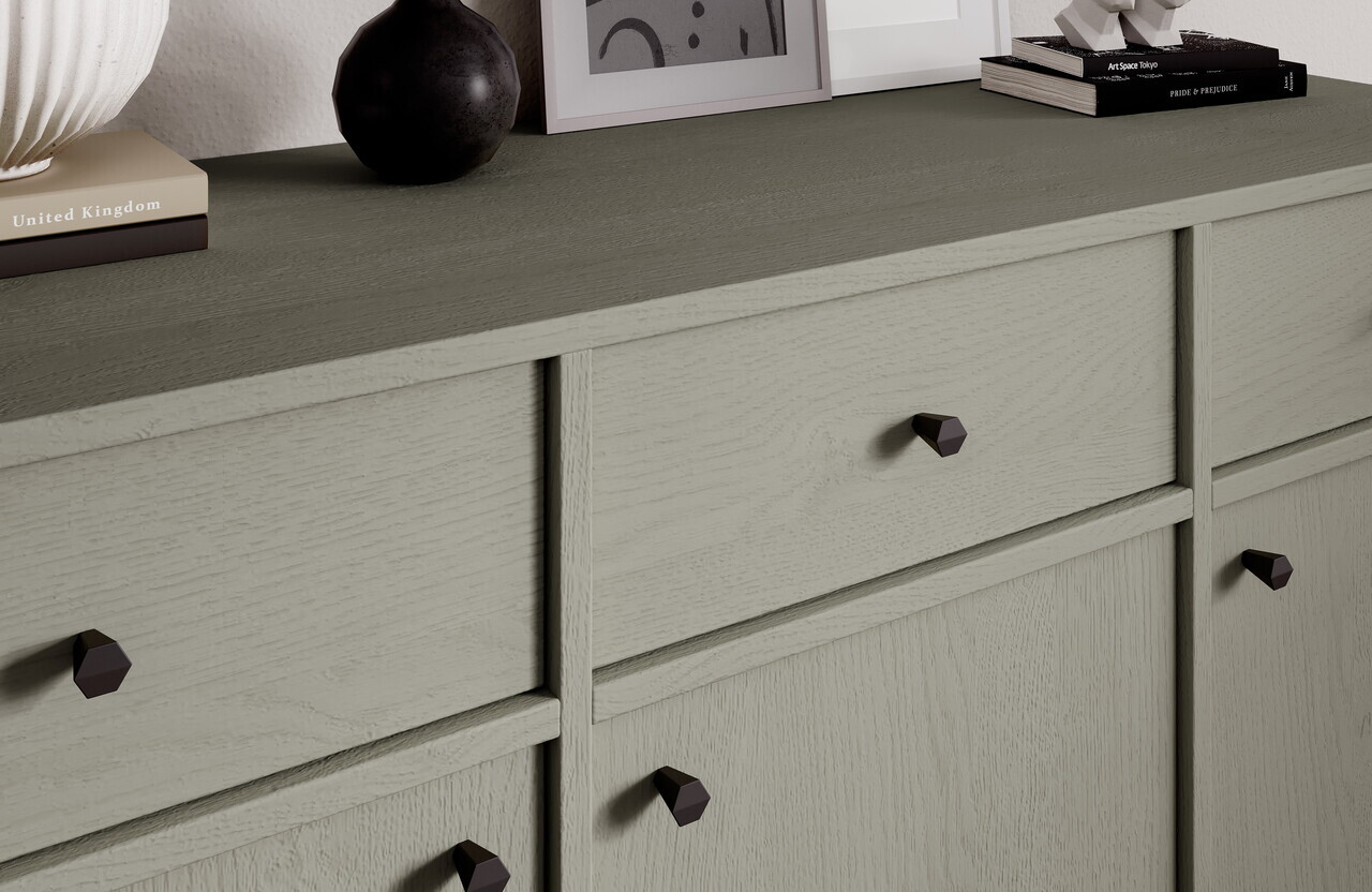 Comoda ADRK, Tili 3D 3S, 124.5x40.8x95 cm, PAL laminat, verde eucalipt — imaginea 5