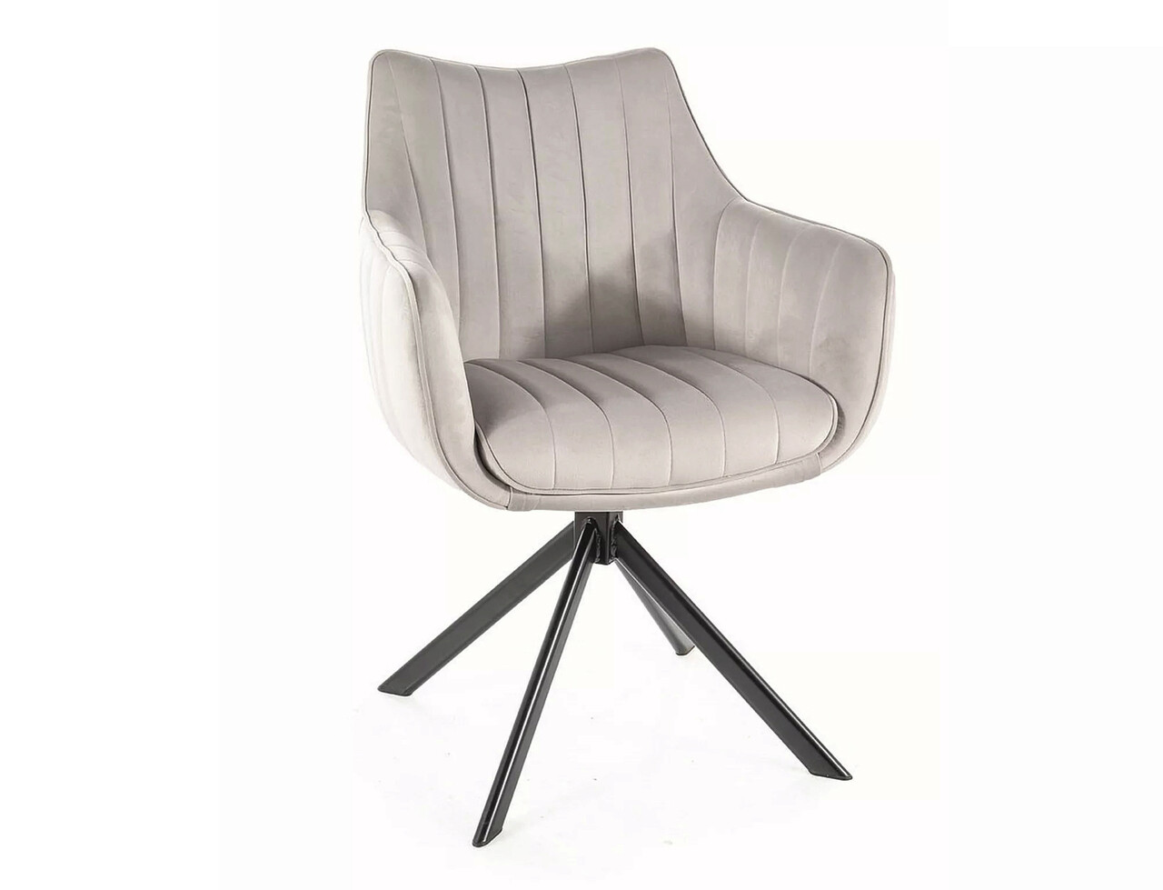 Scaun rotativ Azalia Velvet, Signal, 61x44x86 cm, catifea/otel, gri deschis/negru