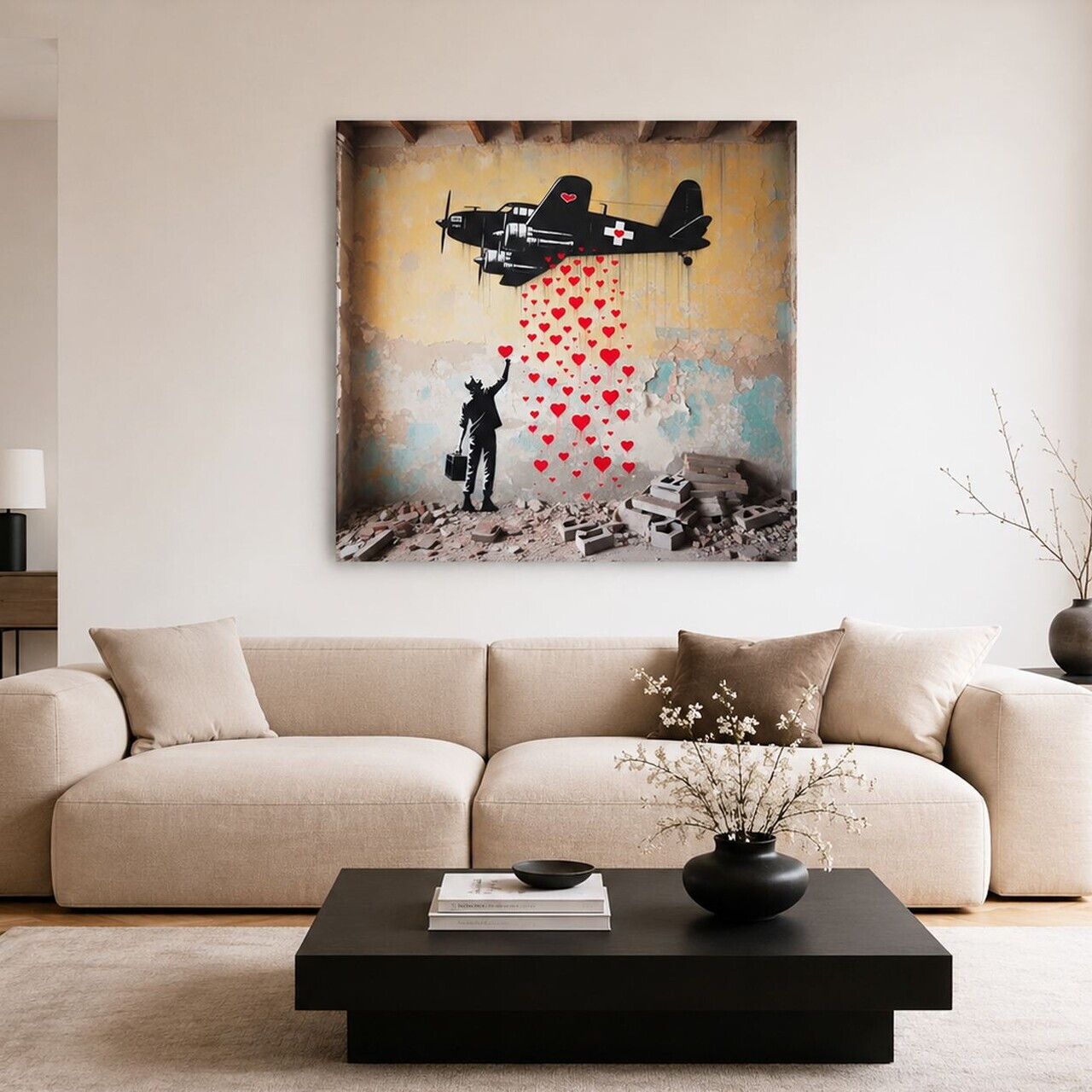 Tablou decorativ, KNV12068, Canvas, Lemn, Multicolor