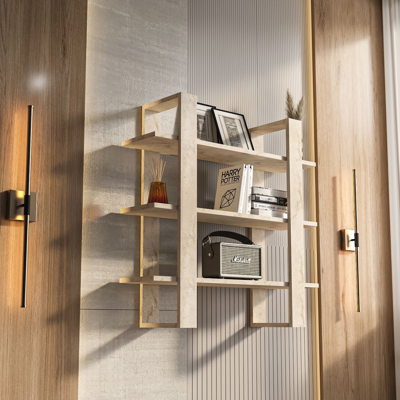 Raft de perete, Zena Home, Suno, Travertin - 2 | YEO