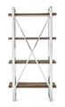 Corp biblioteca Stanton, Bizzotto, 90x35x180 cm, lemn reciclat/sticla temperata/inox