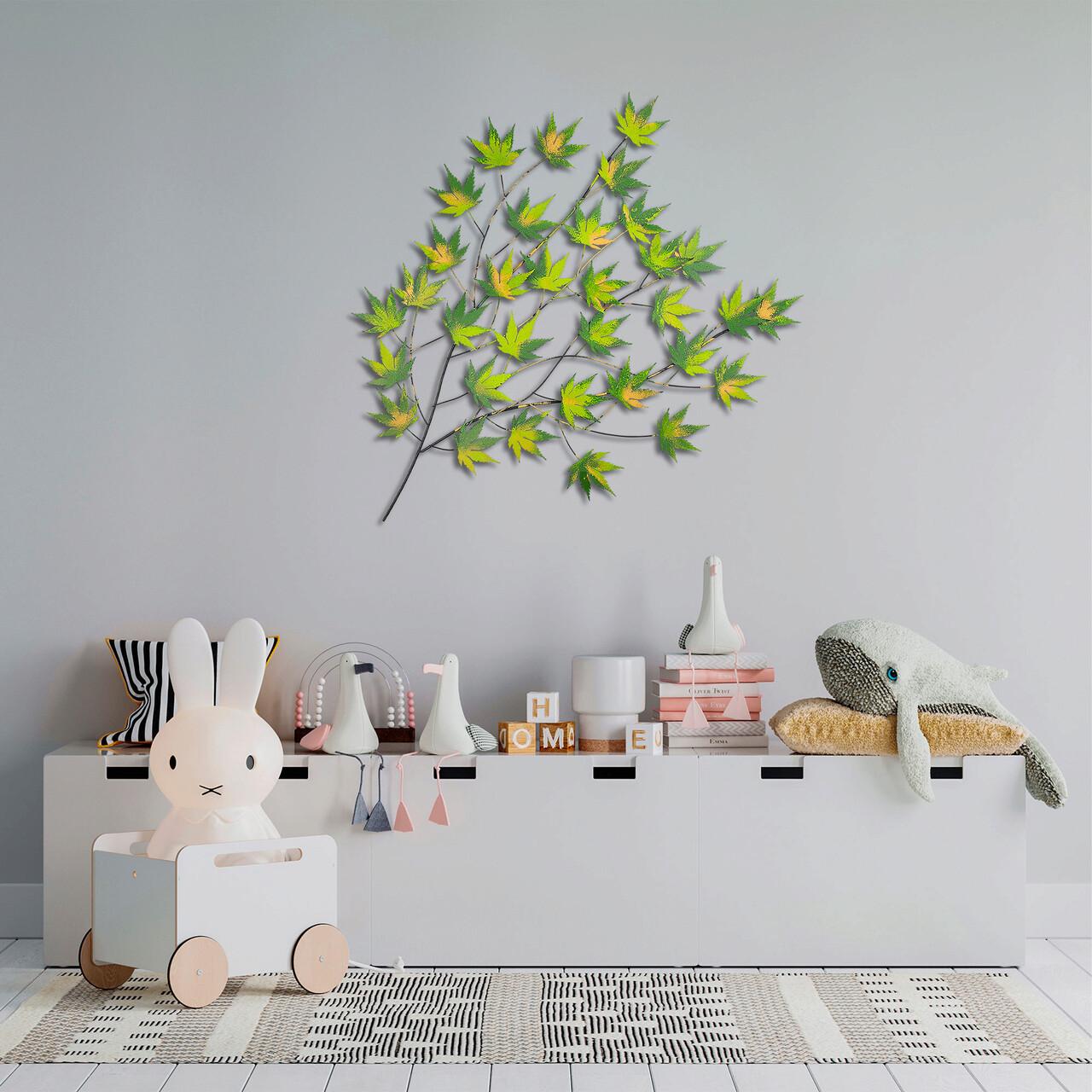 Decoratiune de perete, Acer Palmatum, Metal, 92 x 116 cm, Multicolor - 2 | YEO
