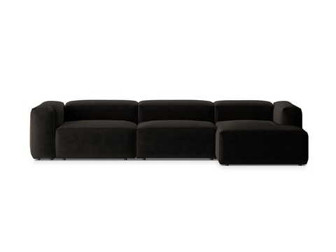 Coltar dreapta 4 locuri, Bergamo, Cosmopolitan Design, 344x152x70 cm, tesatura structurata, negru